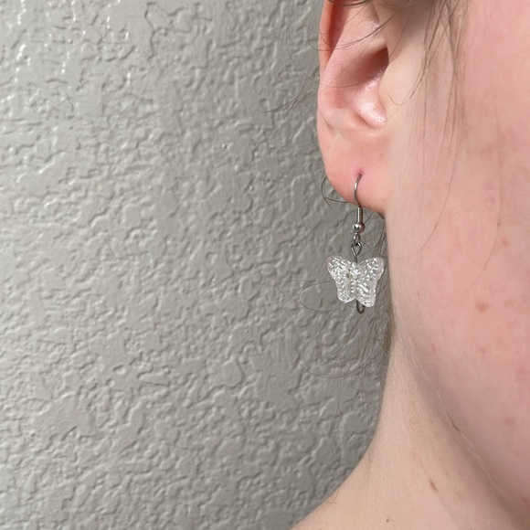 Handmade: Pair of Iridescent Butterfly Earrings - Picture 3 of 5